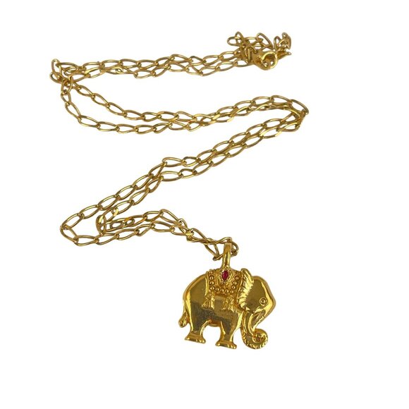 Gold-Tone Coin Pendant Necklace With Rope Chain & Elephant Charm - Picture 5 of 8